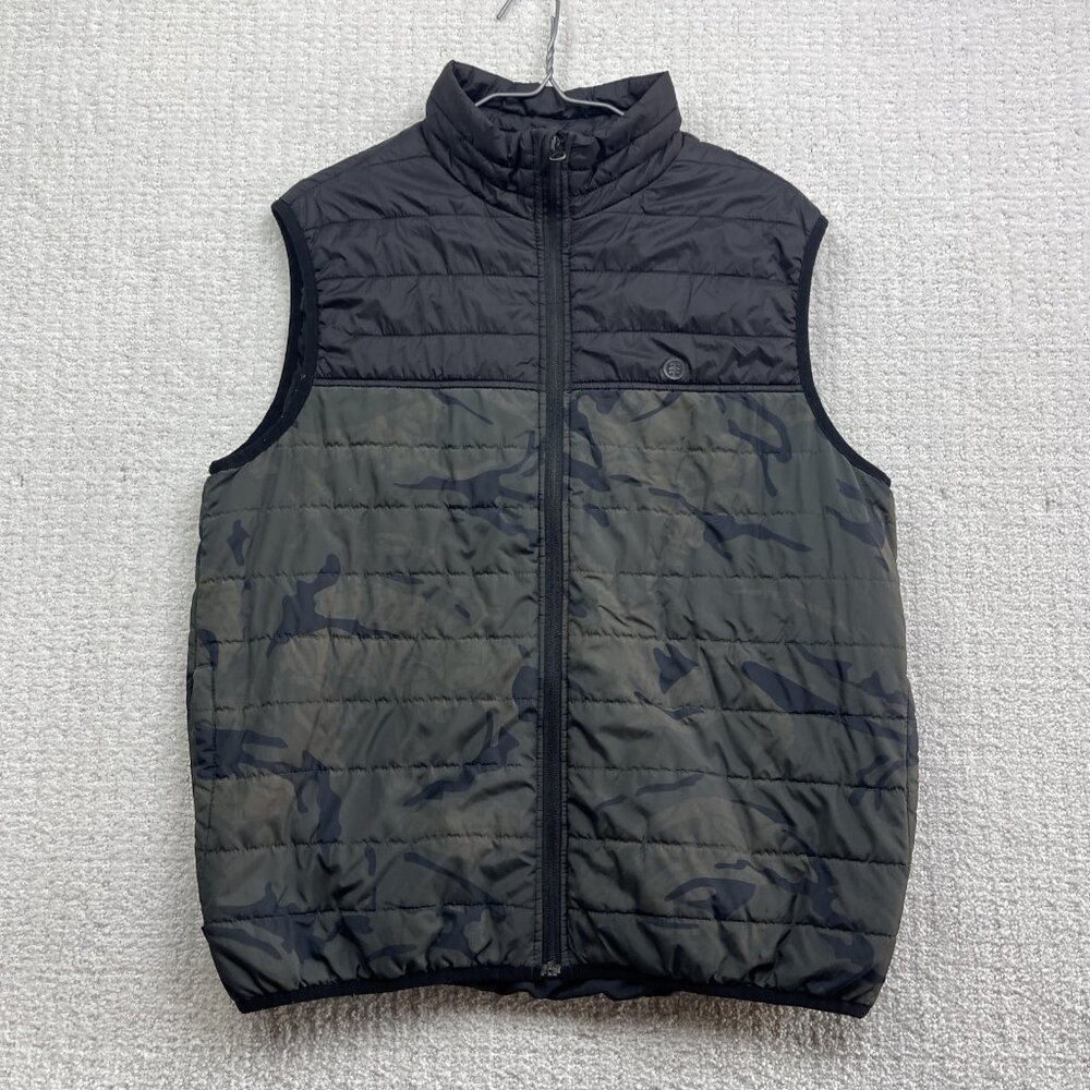 ELEMENT Men’s Full-Zip Half Camo Puffer Vest Medium Outdoor Pockets Travel Well*